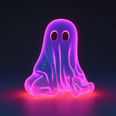 Premium Ai Image Purple Neon Glowing Ghost 3d Generative Ai