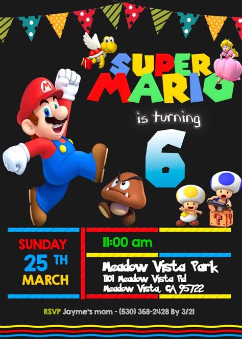 Super Mario Bros Free Printable Birthday Party Invitation Personalized