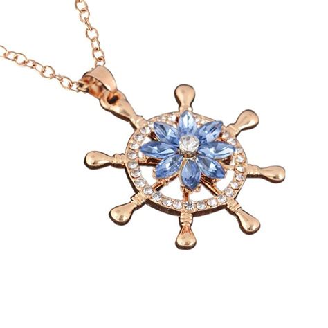 GENBOLI Briliiant Creative Pendant Rotation Necklace With Flower Shape Design Exquisite For