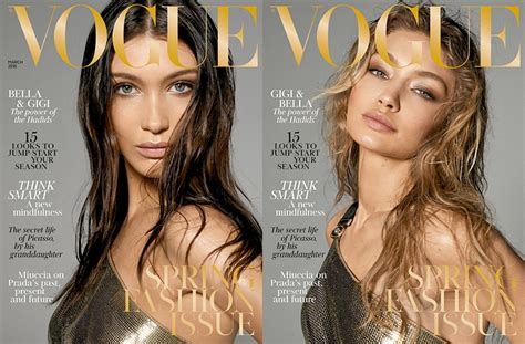 Gigi And Bella Hadid Shine In Gold On Vogue Uk Covers Photos
