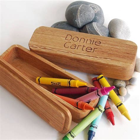 Personalised Wooden Oak Pencil Case And Art Box By Cleancut Wood Pencil