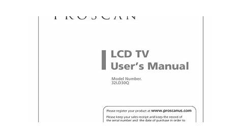 Proscan 32LD30Q LCD Television Owner's Manual | Manualzz