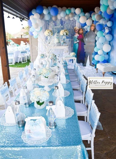 Frozen Birthday Party Frozenbirthdayparty Frozen Themed Guest Table