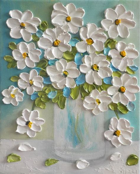 White Daisy Oil Impasto Original Painting Custom Painting Etsy
