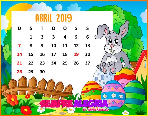 Calendário Abril 2019 Sempre Alegria