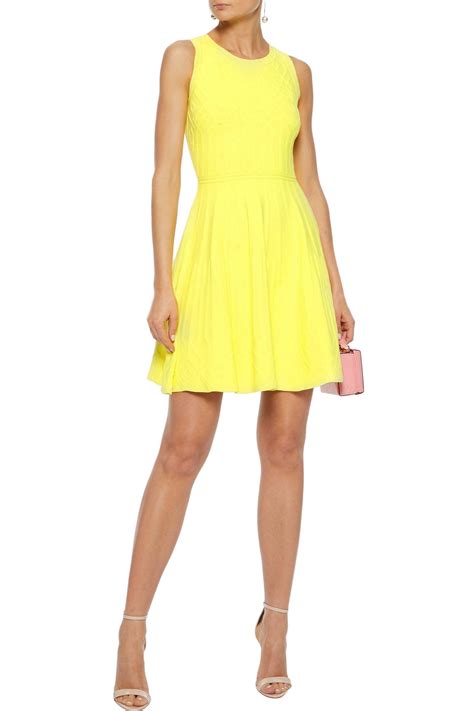 Milly Flared Knitted Mini Dress Bright Yellow Lyst