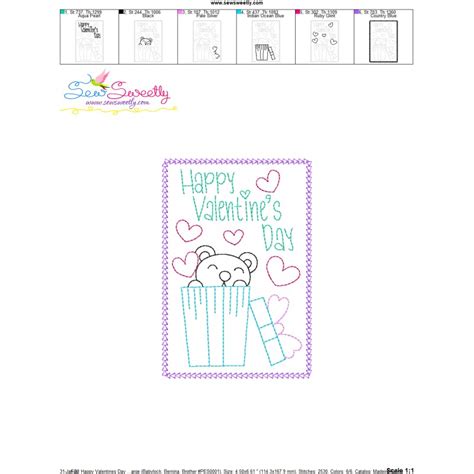 Valentine Cardstock Embroidery Design Happy Valentines Day T