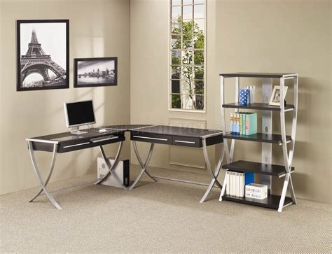 Cappuccino And Silver Tone Modern Home Office Desk Woptions