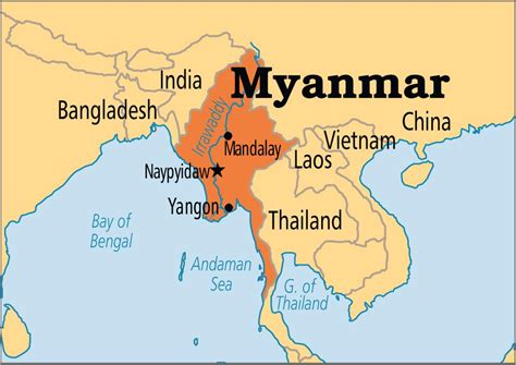 Myanmar Location In World Map Location Of Myanmar In World Map South