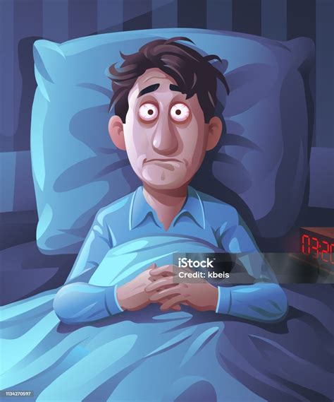 Sleepless Young Man Stock Illustration Download Image Now Insomnia Sleeping Cartoon Istock