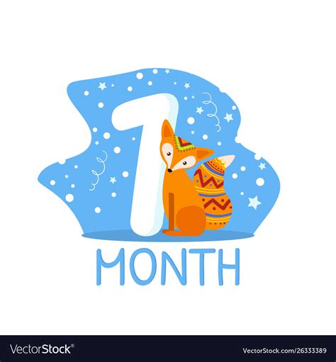 First Month Birthday Anniversary Number And Cute Vector Image