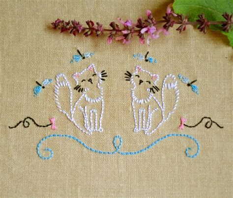 Embroidery pattern cat PDF pattern hand embroidery patterns | Etsy