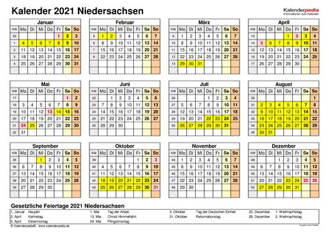 Arbeitstage berechnen für 2021, 2020 und alle vorherigen jahre. Kalenderblatt 2021 Niedersachsen : Kalender 2021 ...