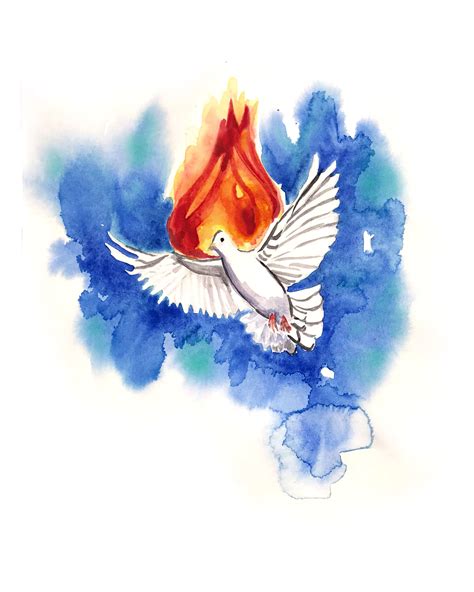 Holy Spirit Dove Pentecost Flame Print 8x10 5x7 Catholic Etsy