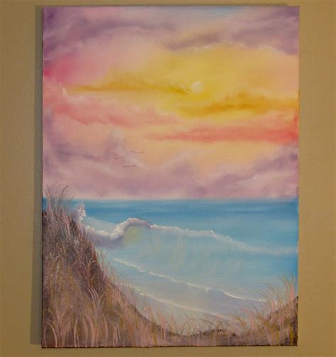 18x24 Pastel Seascape Bob Ross Inspired Oil Etsy
