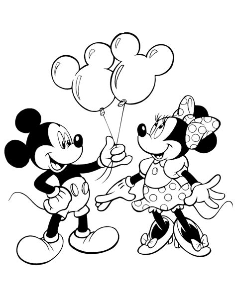 Mickey Giving Minnie Mouse Balloons Coloring Page H And M Coloring Pages