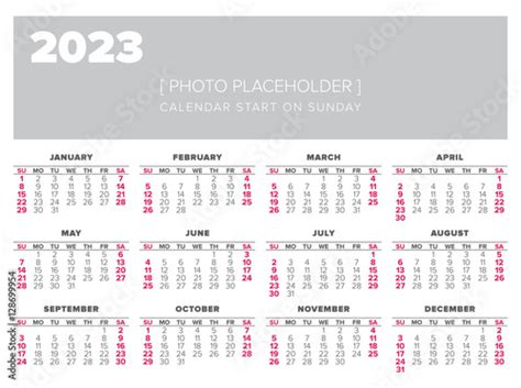 Calendar 2023 Year Vector Design Template Stock Vector Adobe Stock