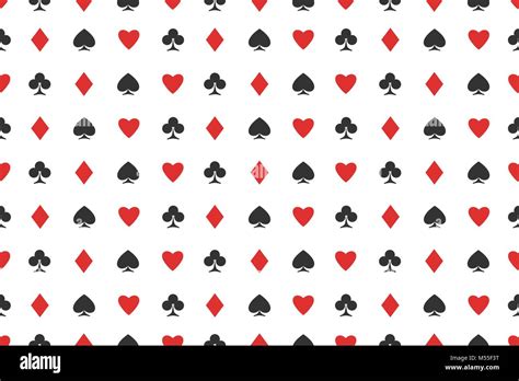 Seamless Pattern Of Playing Card Suits On White Vector Background