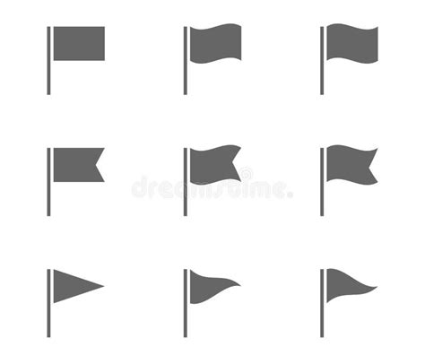 Pennant Icons Set Black Flag Signs On White Background Stock Vector