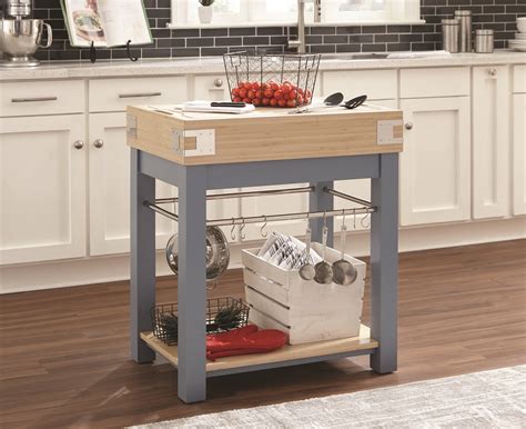 In the notes section at checkout please leave me your name choice. 10298 Blue/ Oak Kitchen Island with Removable Cutting ...