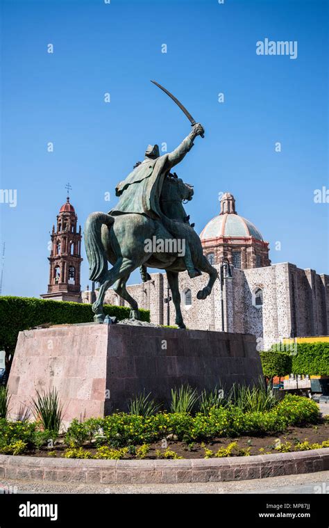 General Ignacio Allende Statue And San Francisco Church In The
