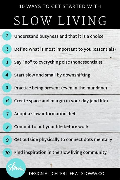 How To Start A Slow Living Lifestyle Infographic Sloww