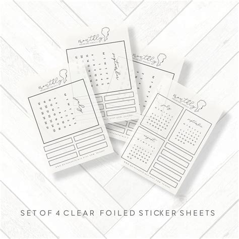 four clear folded stickers with the text set of 4