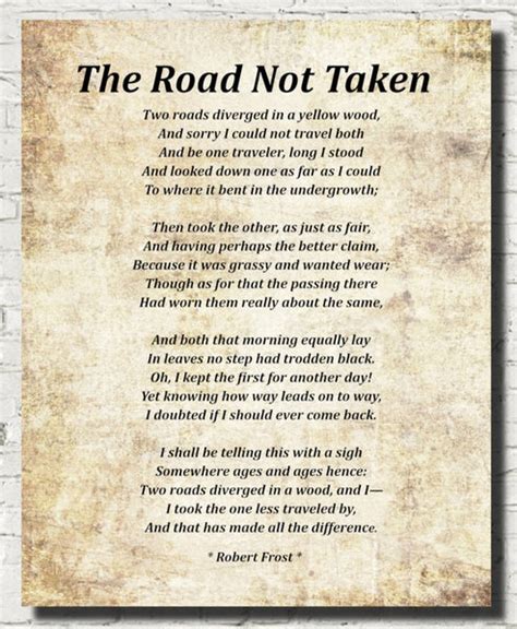 The Road Not Taken Poem By Robert Frost Typography Print Gallerythane