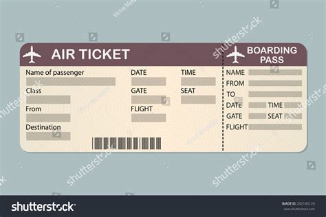Stock Vektor „airline Boarding Pass Ticket Template Detailed“ Bez Autorských Poplatků