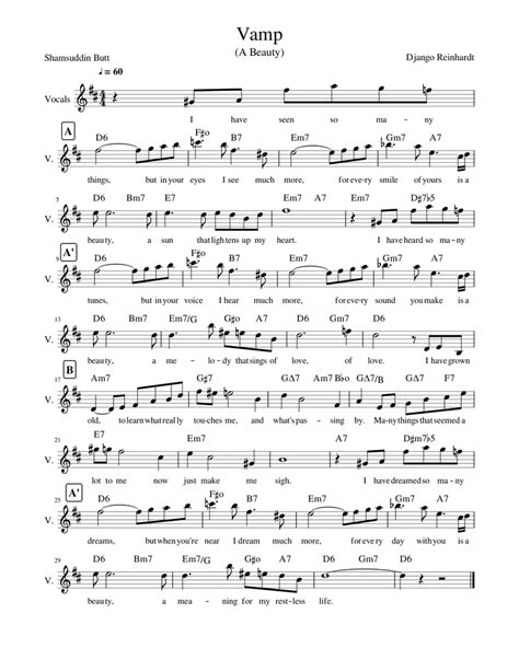 Vamp Sheet Music For Vocals Guitar Mixed Duet Download And Print
