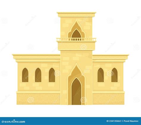 Traditional Arabic Building Middle East House Vector Illustration