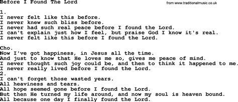 before i found the lord apostolic and pentecostal hymns and songs lyrics and pdf