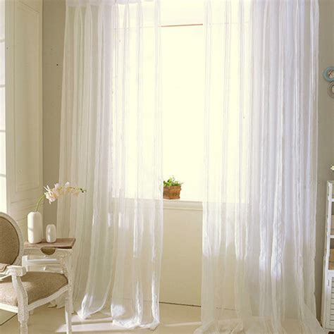 Calming Classic Striped White Linen Sheer Net Curtain