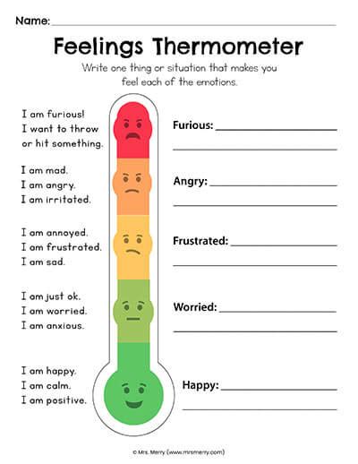 Printable Feelings Chart For Kids Emotion Skills Mrs Merry