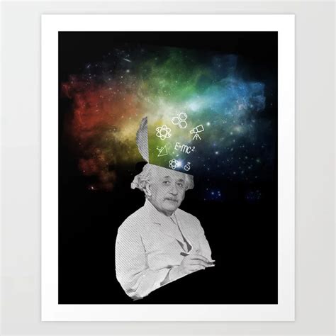 Albert Einstein With A Rainbow Galaxy Art Print By Therandom Society6