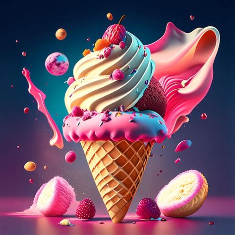 Premium AI Image Delicious Ice Cream In Cone