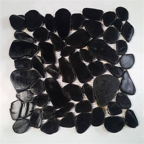 Pure Black Pebble Tile Shaved Pebbles Series Natural Stone Mosaics