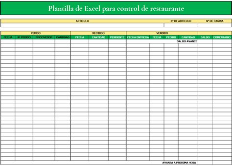 👉 Plantilla Excel Restaurante Gratis