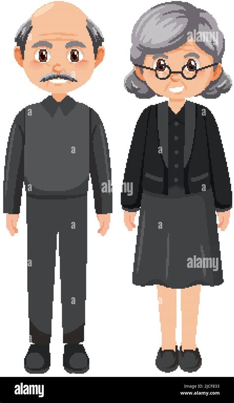 elderly couple in mourning clothes illustration stock vector image and art alamy