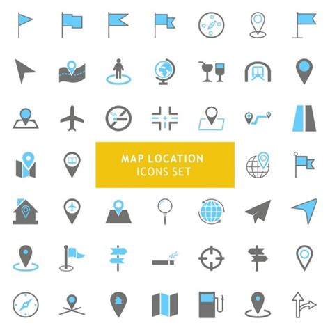 Location Icons Set Free Vector