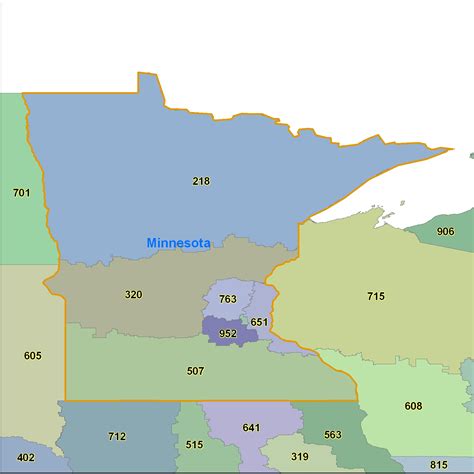 Minnesota Area Code Maps Minnesota Telephone Area Code Maps Free