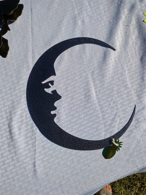 Moon Man In The Moon Metal Wall Art Moon Crescent Moon Etsy