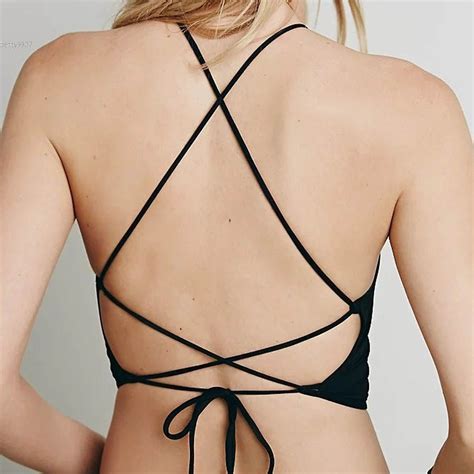 Designer Summer Womens Tops Clothing Tank Halter Sexy Cross Strap Backless Solid Crop