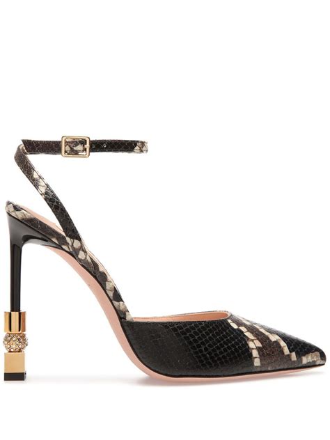 Bally Tatjana Snakeskin Print Leather Pumps Black Editorialist