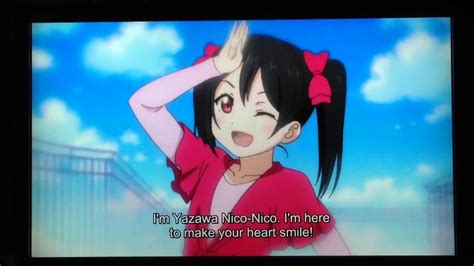 Though this character seems mean and annoying at first glance, she uses this phrase often to cheer people up and show them that they don't need to feel sad. Nico Nico Ni in English version - YouTube