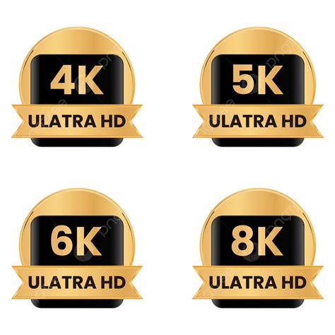bouton ultra hd doré 4k icône 5k étiquette 6k et ensemble de badges 8k png bouton 4k ultrea hd