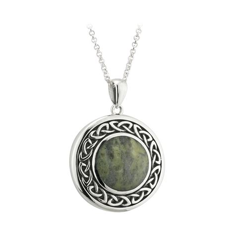 Connemara Marble Round Celtic Necklace Solvar Irish Jewellery