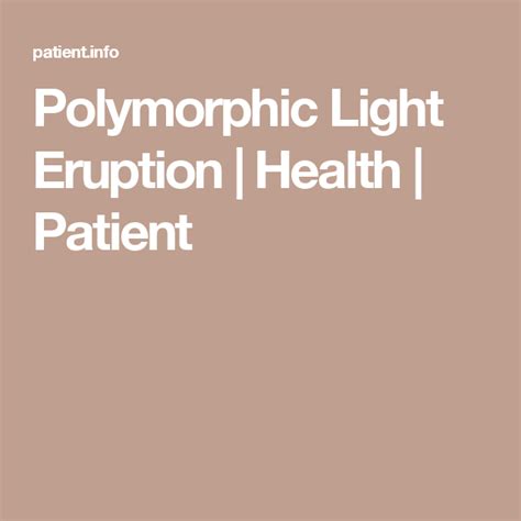 Polymorphic Light Eruption Health Itchy Sunburn Treatment