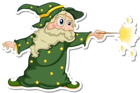 An Old Wizard Cartoon Character Sticker 3188250 Vector Art At Vecteezy