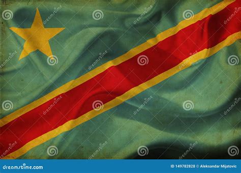 Bandera Que Agita De La Repblica Democratic De Congo Stock De